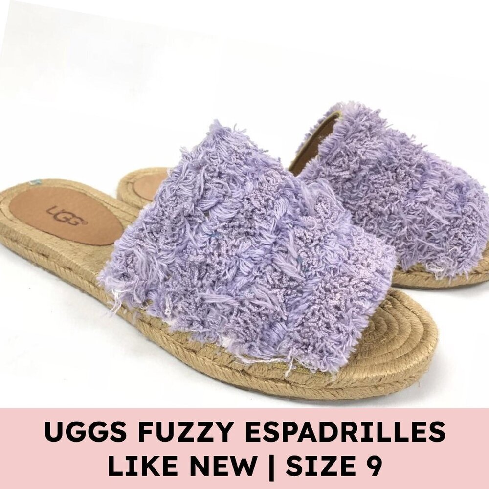 UGG Fuzzy Slide Espadrille Sandals Lilac Purple 8 Vacationcore - Picture 7 of 8